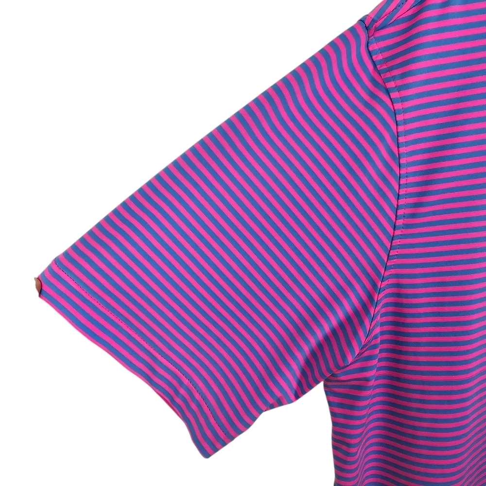 Vineyard Vines Men's Blue & Pink Striped Polo Shirt